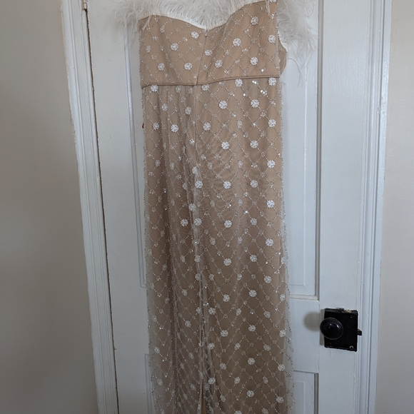 Mac Duggal Feather Trimmed Midi Dress - Picture 5 of 7